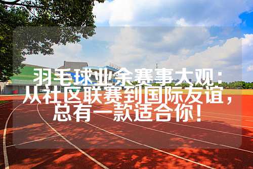 羽毛球业余赛事大观：从社区联赛到国际友谊，总有一款适合你！